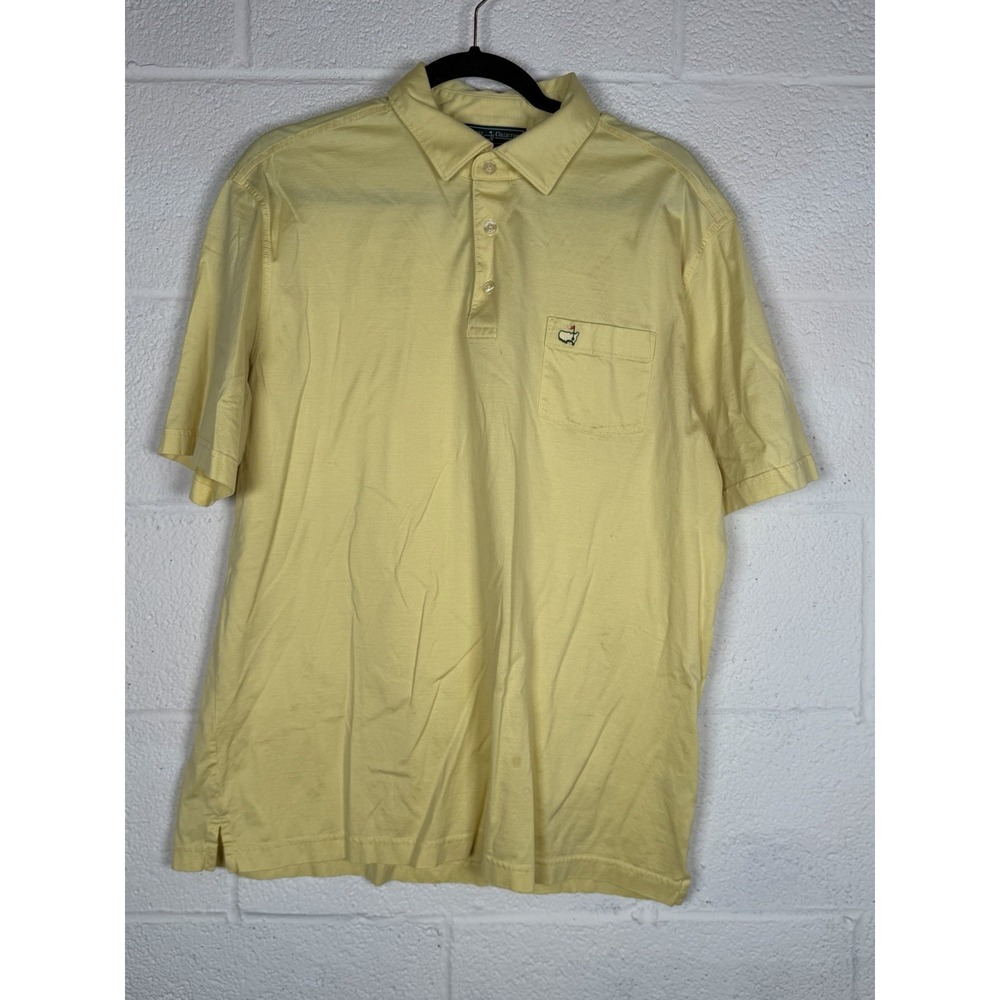 Masters Collection Mens L Yellow Pima Cotton Golf Polo Shirt Augusta Logo